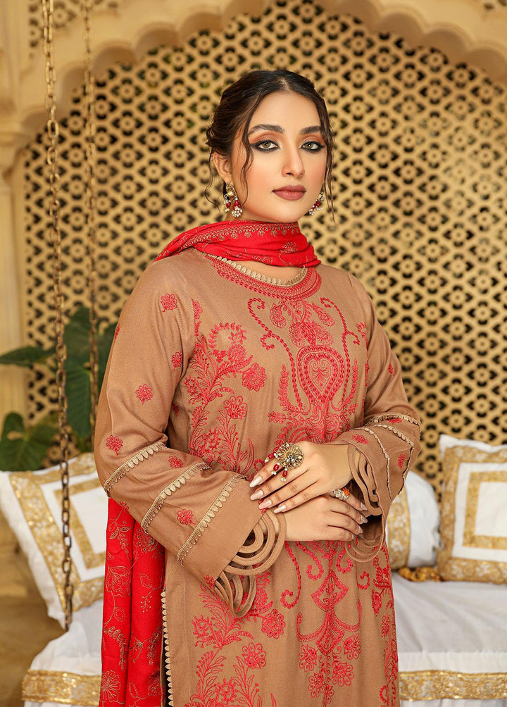 Aks by Humdum Embroidered Woolen Suits Unstitched 3 Piece HD22A D-09 - Winter Collection