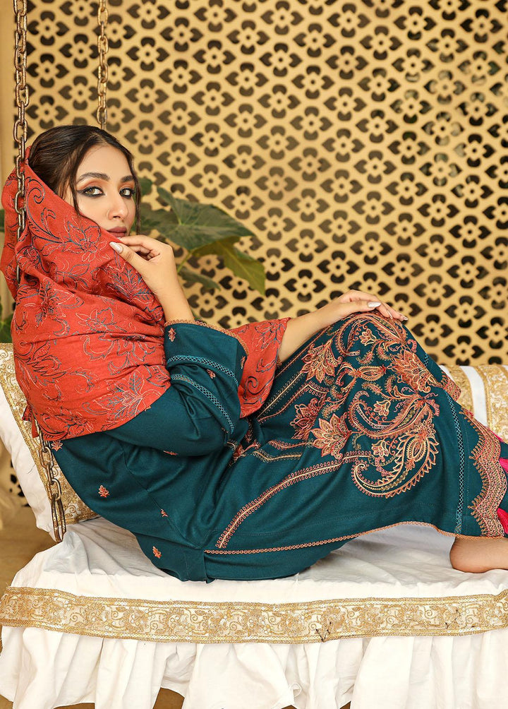 Aks by Humdum Embroidered Woolen Suits Unstitched 3 Piece HD22A D-10 - Winter Collection