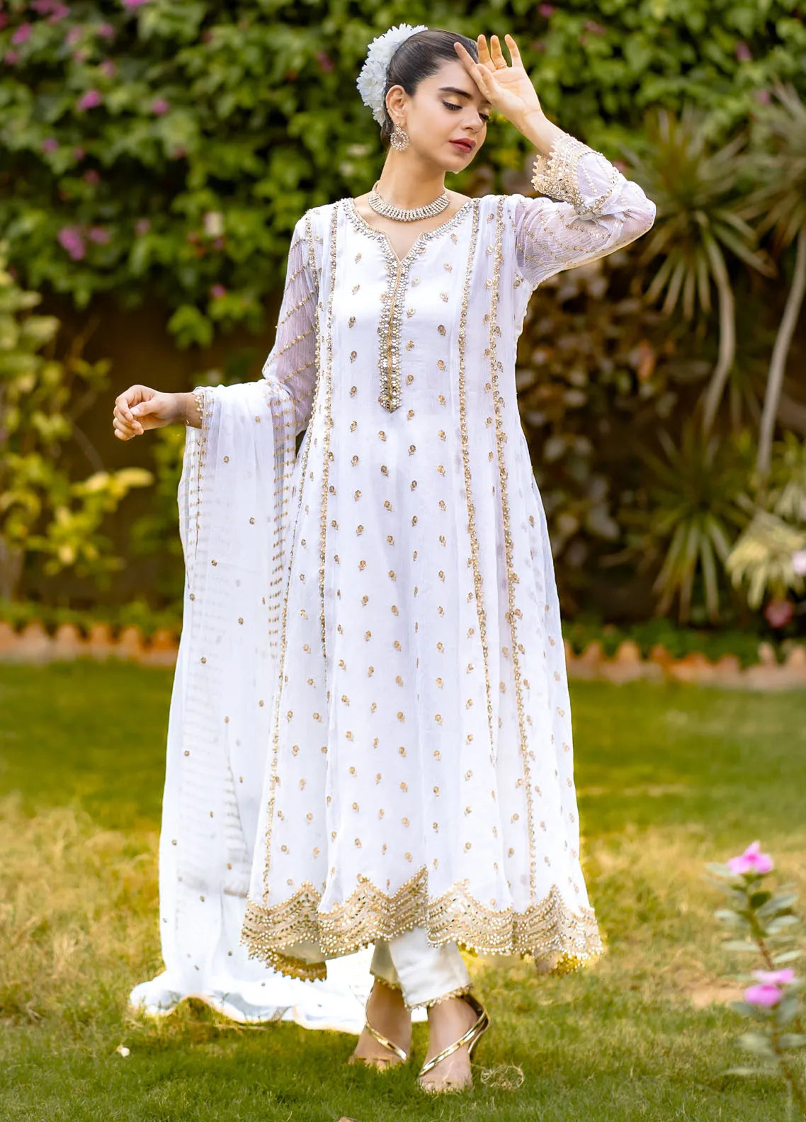 Al Harir  Pret Embroidered Chiffon 3 Piece Suit Gulaal Green