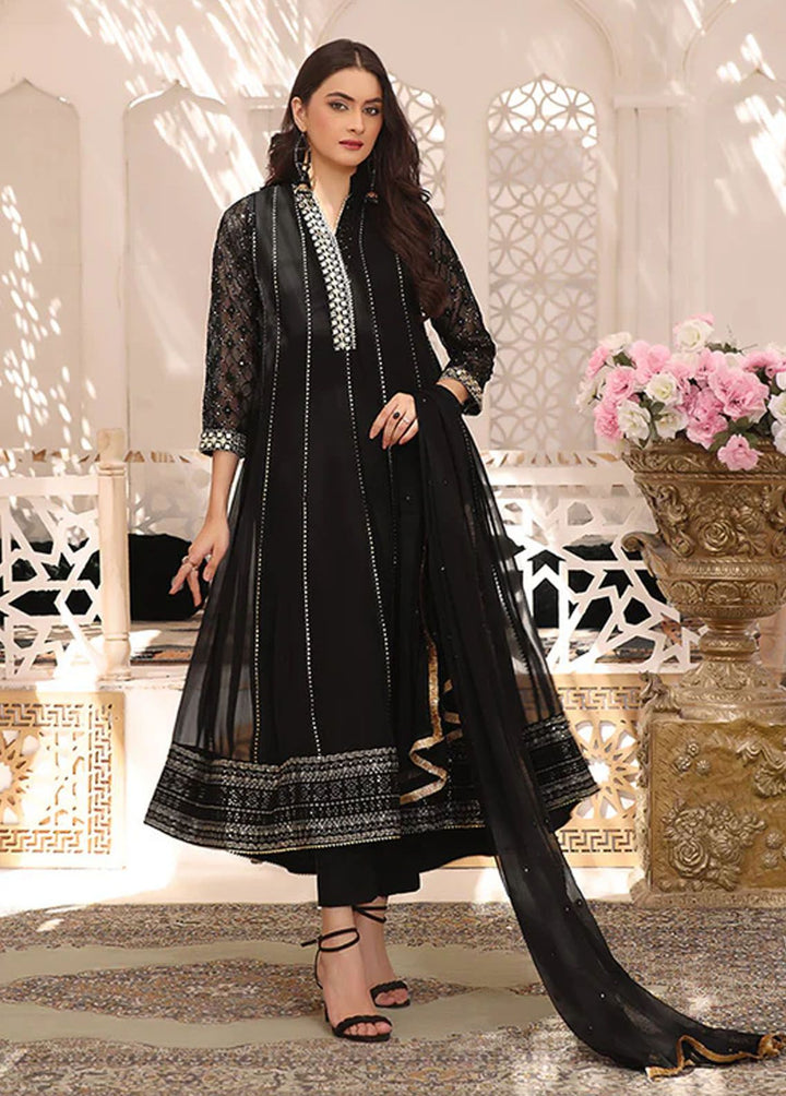 Al Harir Apparel Pret Embroidered Chiffon 3 Piece Suit Zarif Black
