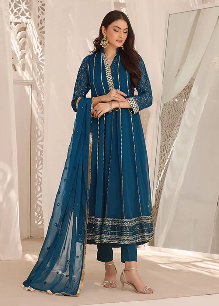 Al Harir Apparel Pret Embroidered Chiffon 3 Piece Suit Zarif Peacock