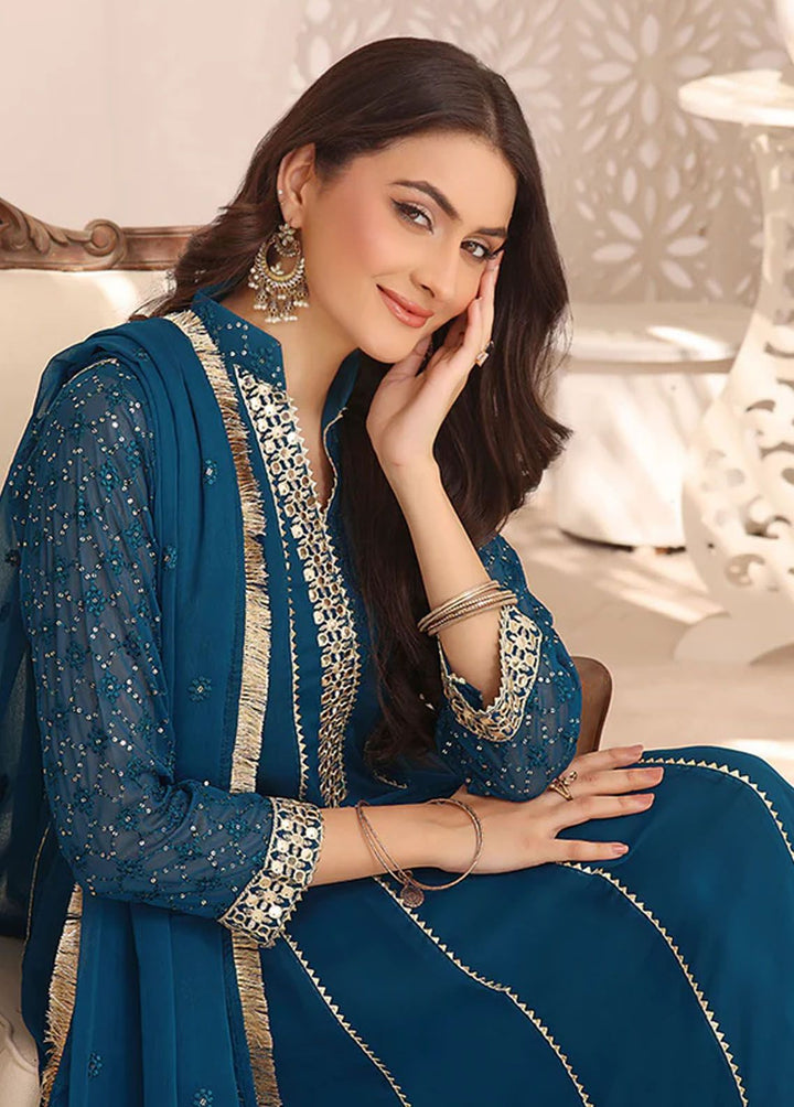 Al Harir Apparel Pret Embroidered Chiffon 3 Piece Suit Zarif Peacock