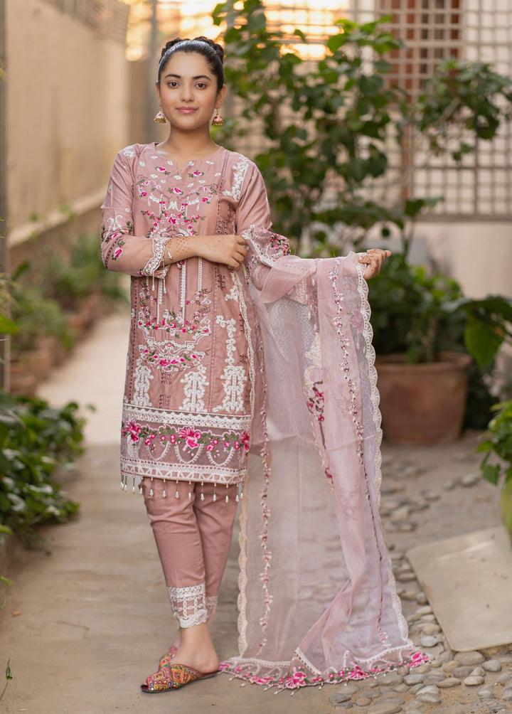 Al Harir Apparel Pret Embroidered Lawn 3 Piece Suit Manzar Kids Tea Pink