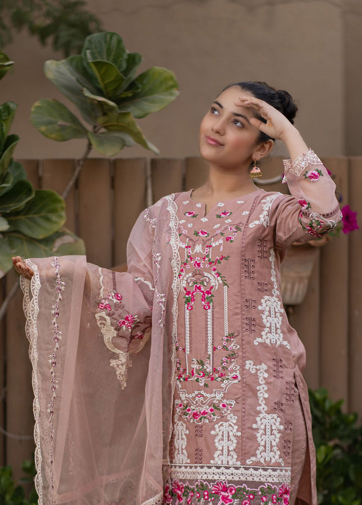Al Harir Apparel Pret Embroidered Lawn 3 Piece Suit Manzar Kids Tea Pink