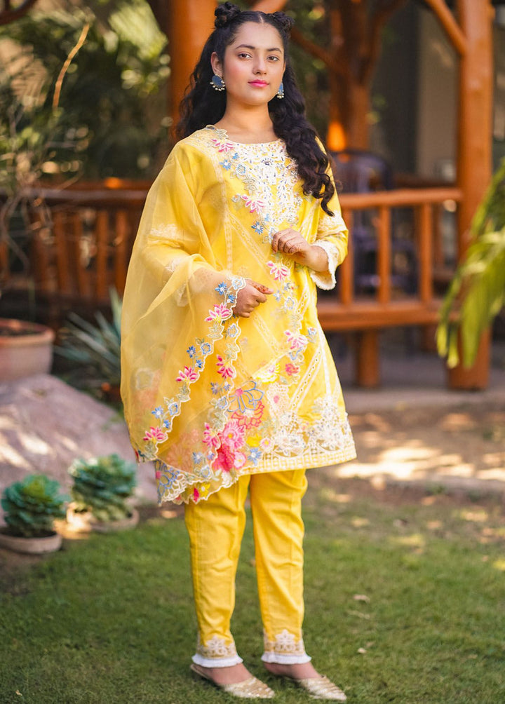 Al Harir Apparel Pret Embroidered Lawn 3 Piece Suit Manzar Kids Yellow