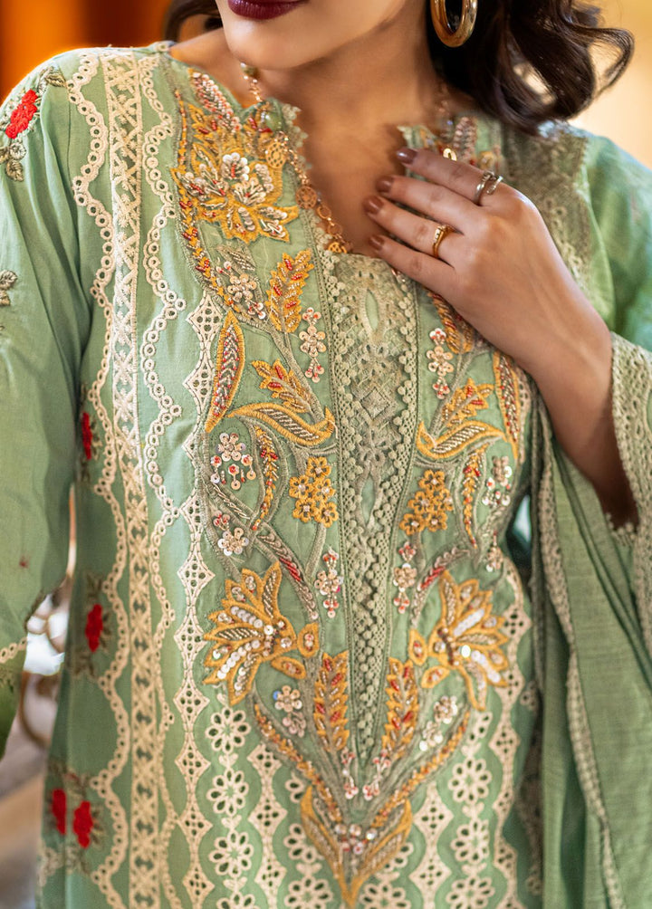Al Harir Apparel Pret Embroidered Lawn 3 Piece Suit Manzar Mint Green