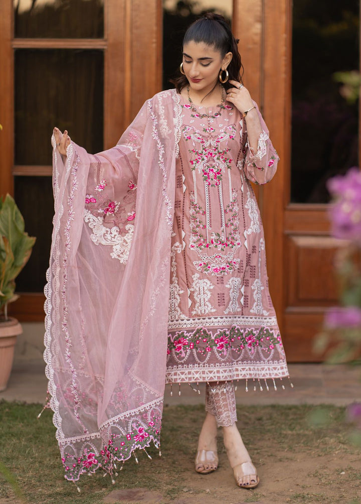 Al Harir Apparel Pret Embroidered Lawn 3 Piece Suit Manzar Tea Pink