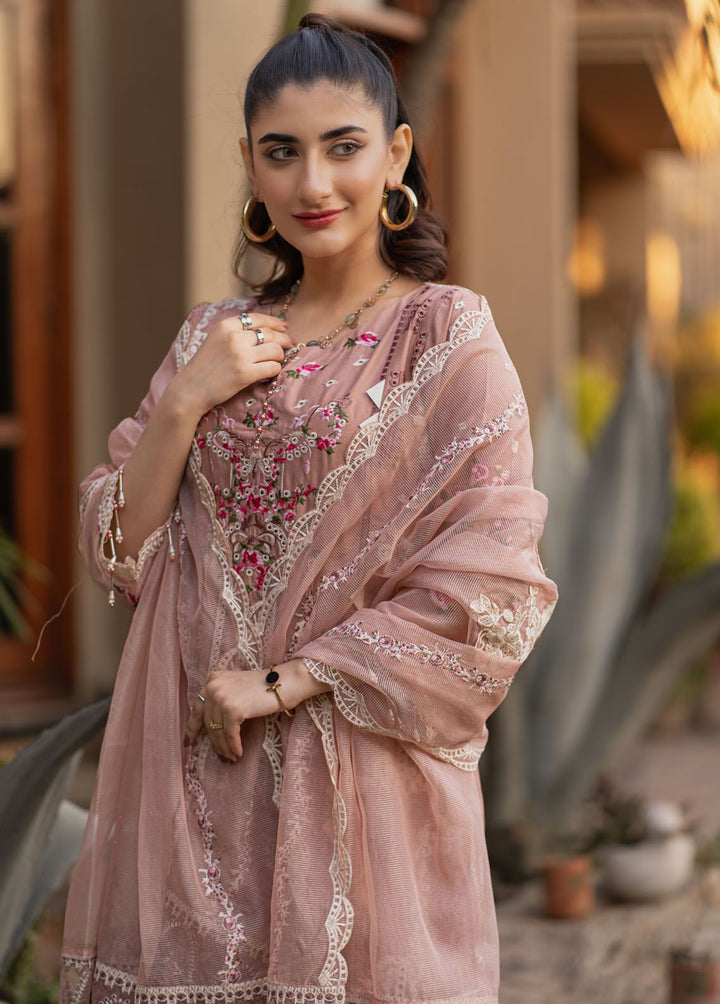 Al Harir Apparel Pret Embroidered Lawn 3 Piece Suit Manzar Tea Pink
