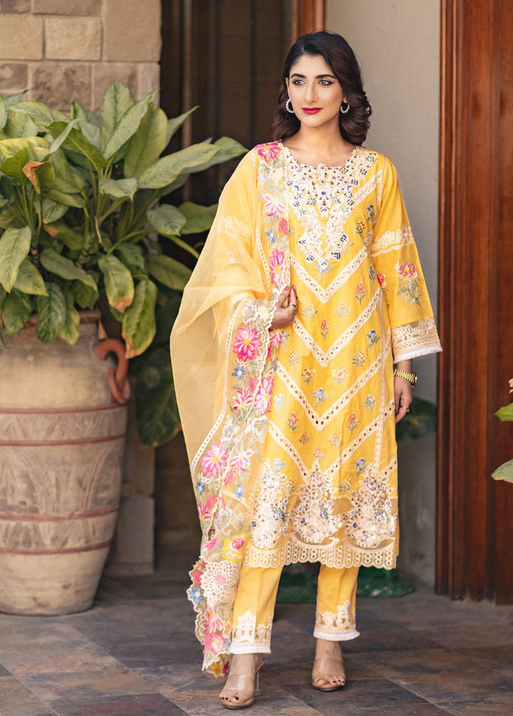 Al Harir Apparel Pret Embroidered Lawn 3 Piece Suit Manzar Yellow