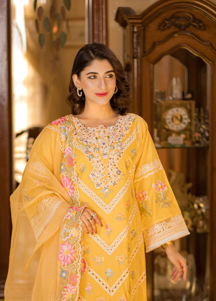 Al Harir Apparel Pret Embroidered Lawn 3 Piece Suit Manzar Yellow
