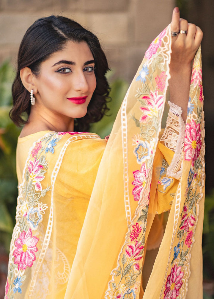 Al Harir Apparel Pret Embroidered Lawn 3 Piece Suit Manzar Yellow