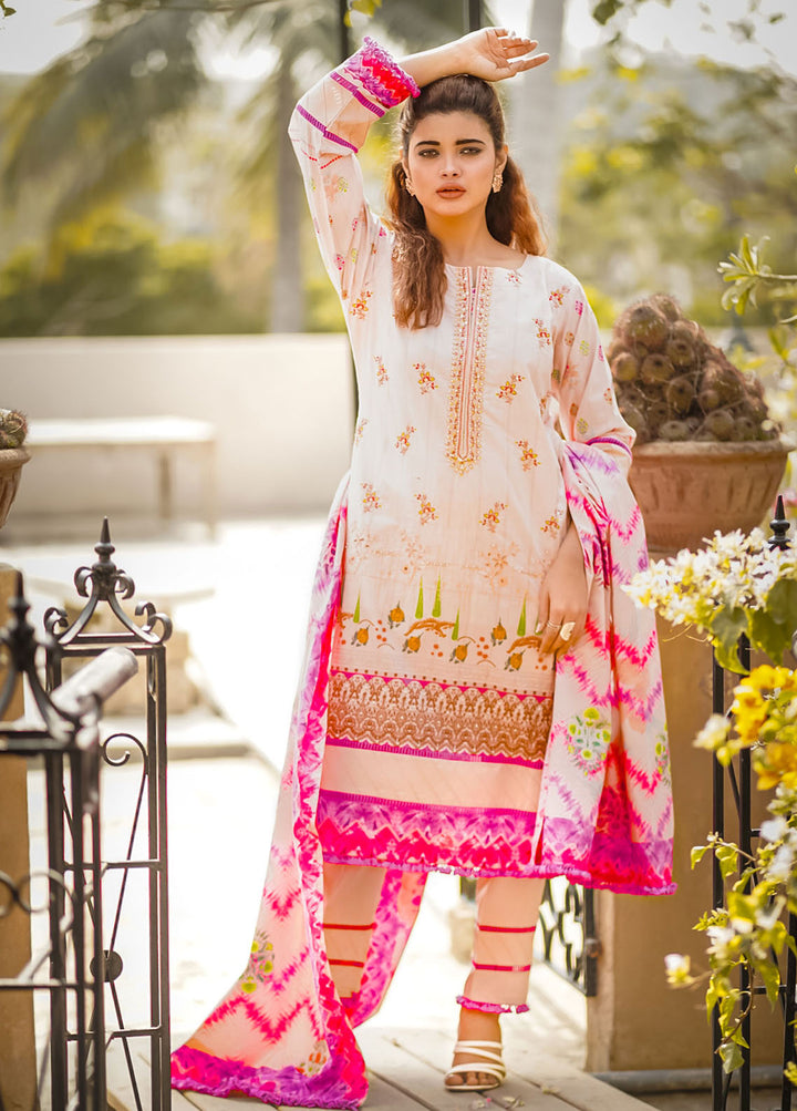 Al Harir Apparel Pret Formal Lawn 3 Piece Suit Mijwan-Baby Pink