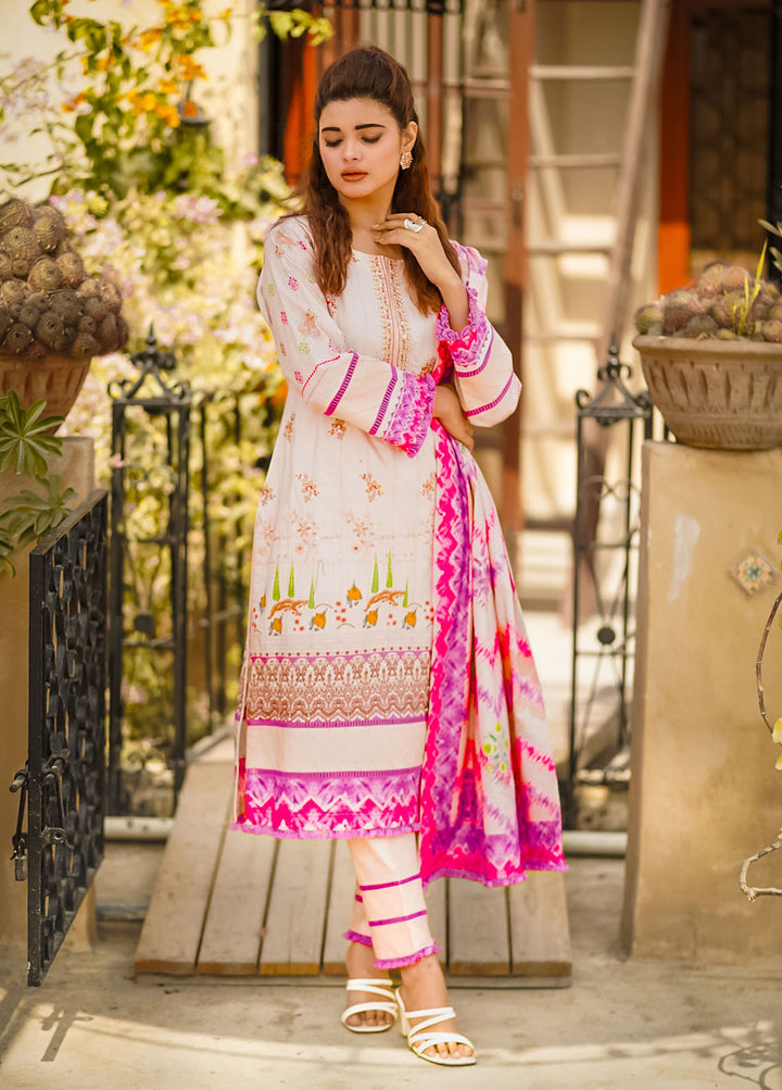 Al Harir Apparel Pret Formal Lawn 3 Piece Suit Mijwan-Baby Pink
