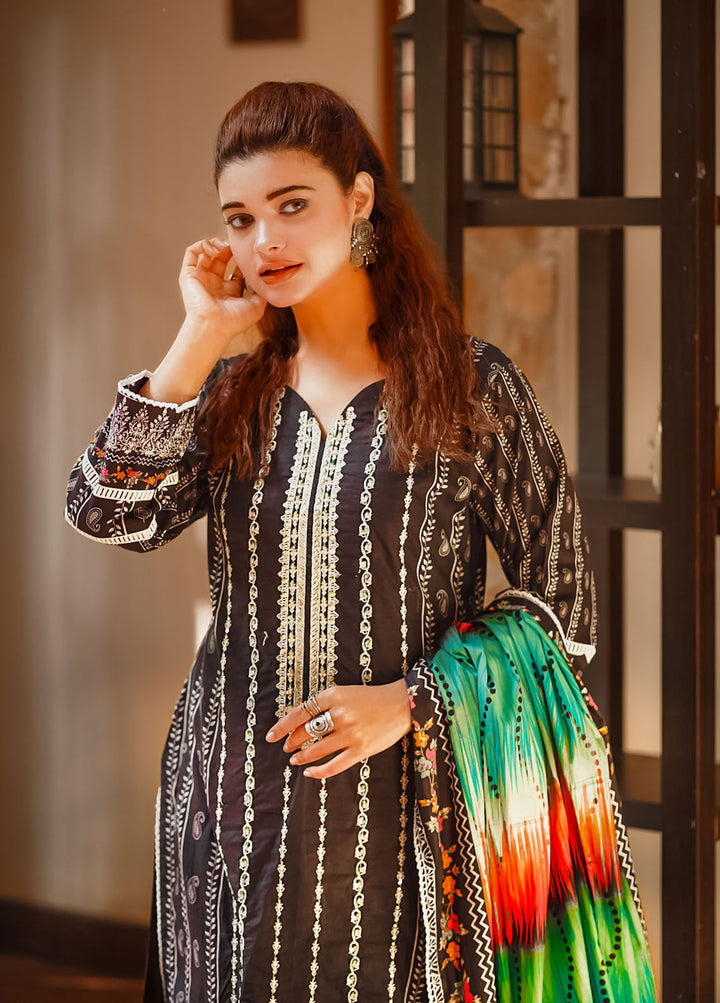 Al Harir Apparel Pret Formal Lawn 3 Piece Suit Mijwan-Black