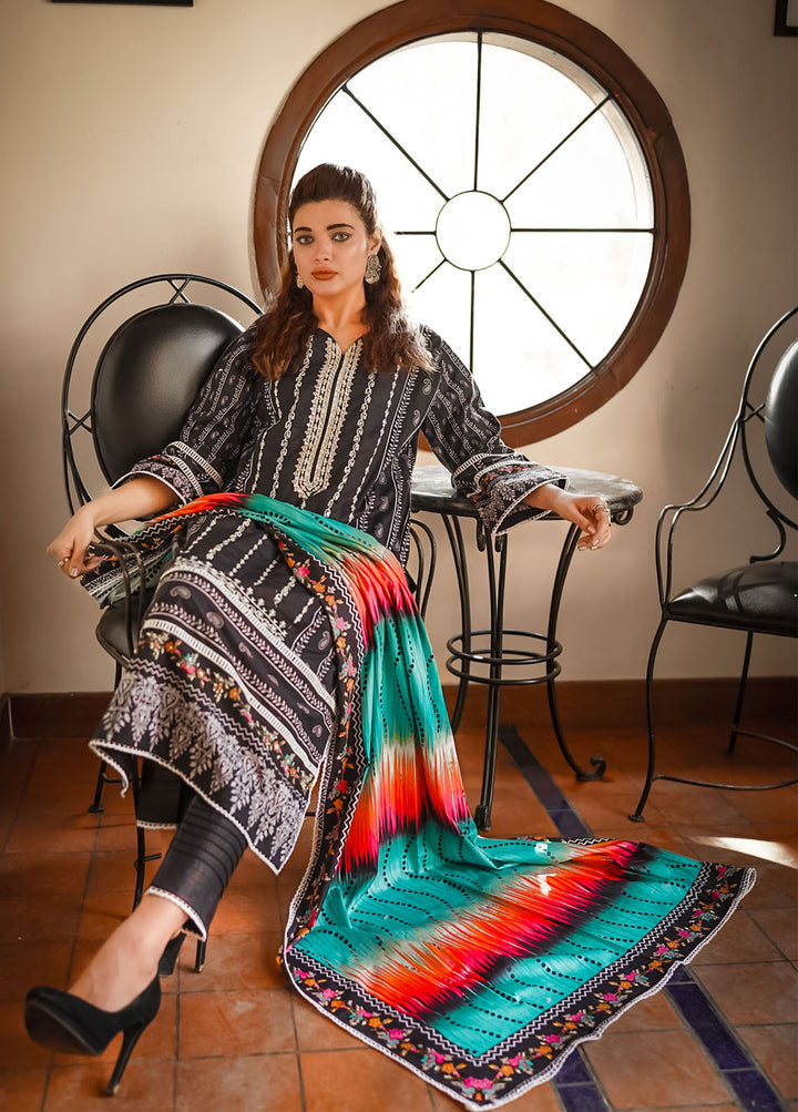 Al Harir Apparel Pret Formal Lawn 3 Piece Suit Mijwan-Black