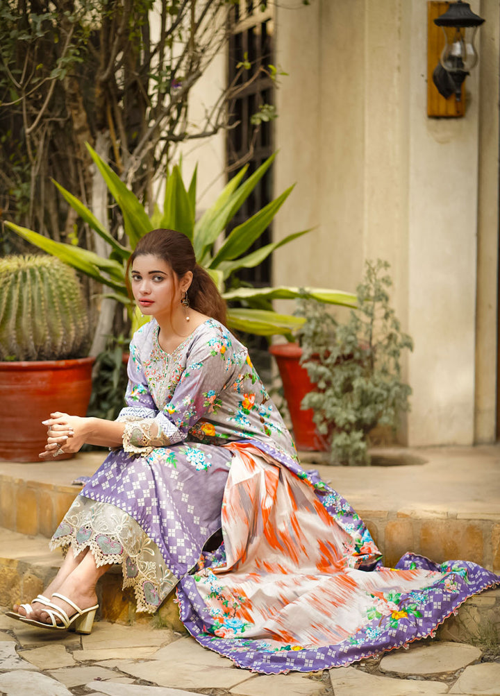 Al Harir Apparel Pret Formal Lawn 3 Piece Suit Mijwan-Grey