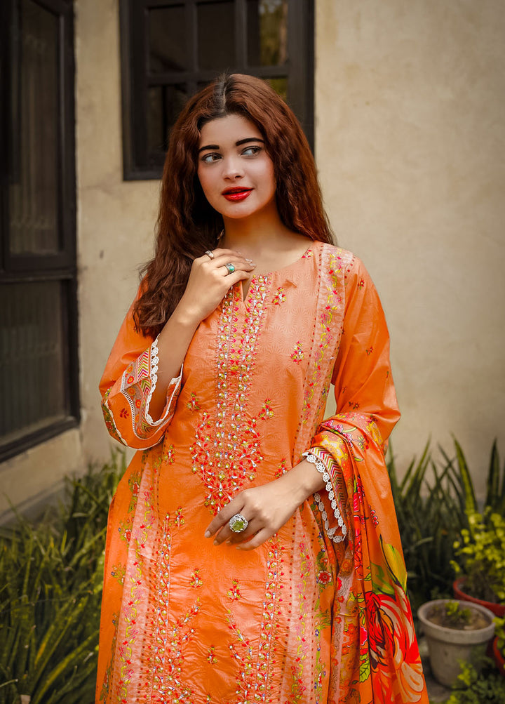 Al Harir Apparel Pret Formal Lawn 3 Piece Suit Mijwan-Peach