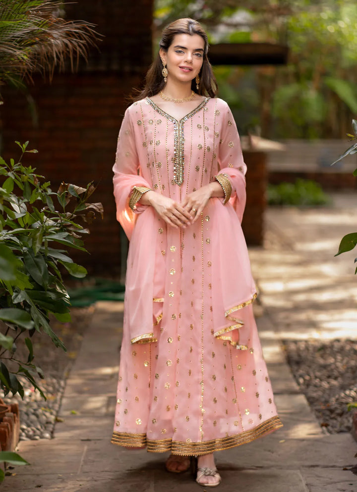 Al Harir  Pret Embroidered Chiffon 3 Piece Suit Mehar Pink