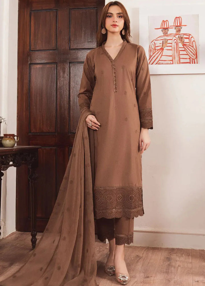 Al Harir Pret Embroidered Cotton 3 Piece Suit Geet Chiku
