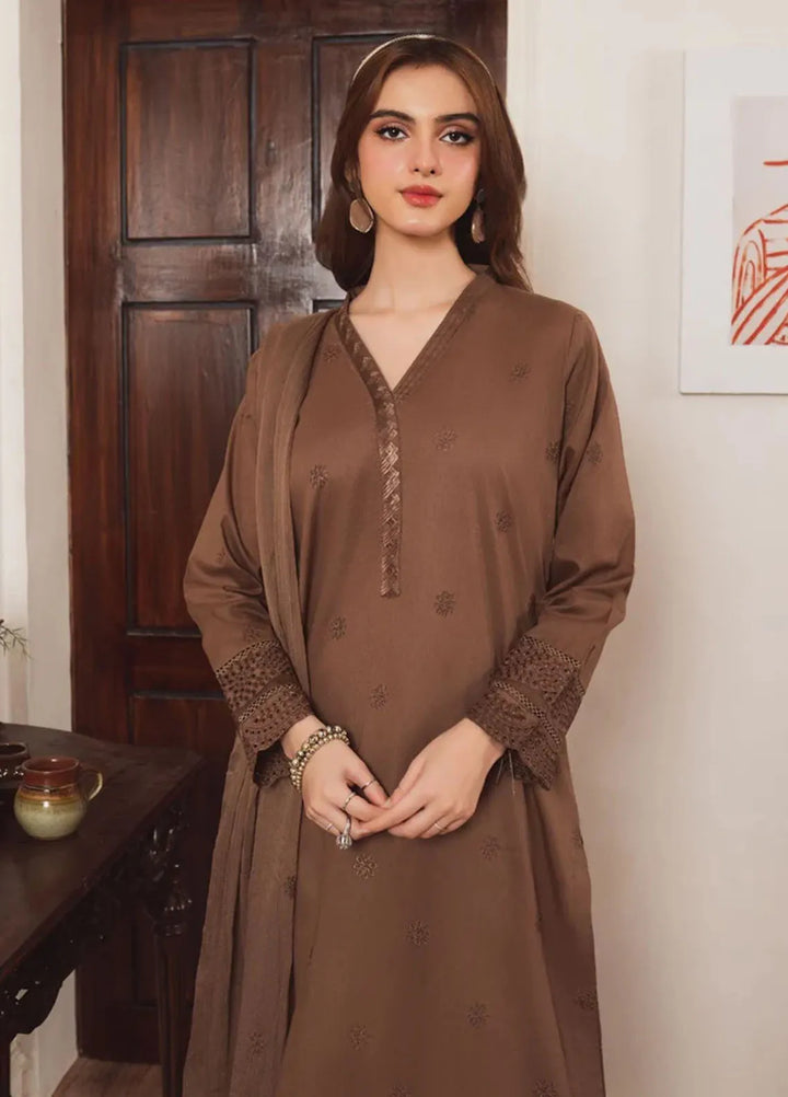 Al Harir Pret Embroidered Cotton 3 Piece Suit Geet Chiku