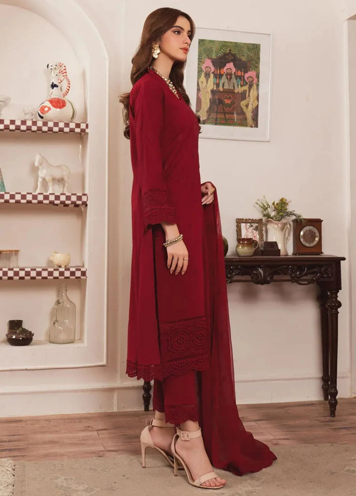 Al Harir Pret Embroidered Cotton 3 Piece Suit Geet Maroon