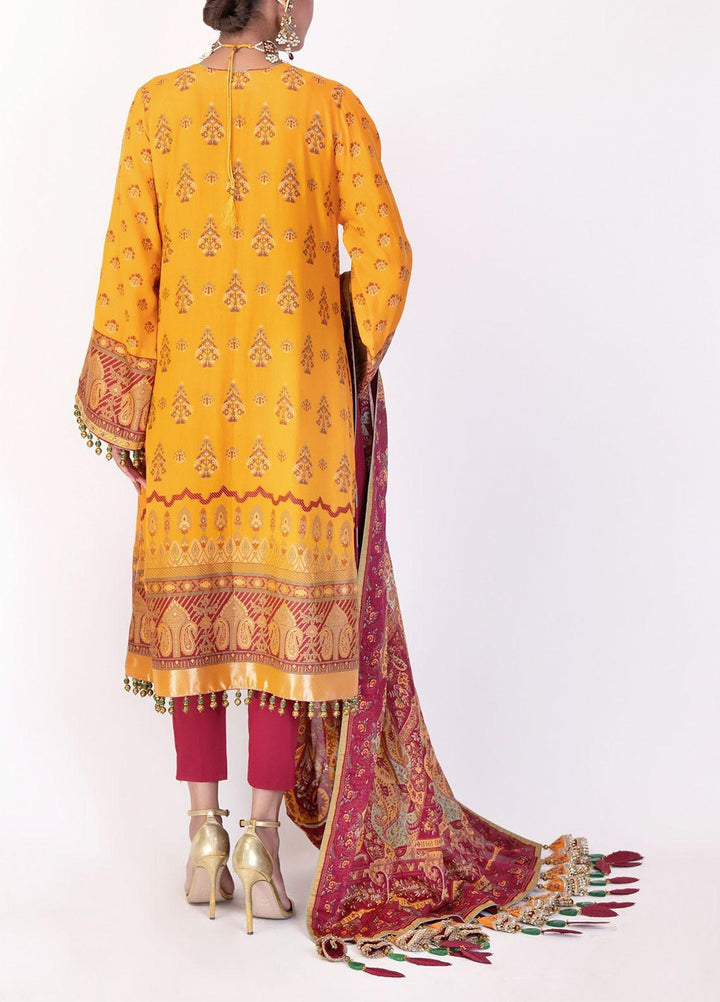 Al Karam Embroidered Jacquard Suits Unstitched 3 Piece AK21F-2 FC-02A-21-2-Yellow - Festive Collection