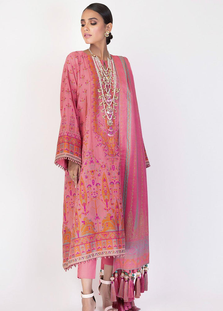 Al Karam Embroidered Jacquard Suits Unstitched 3 Piece AK21F-2 FC-1A-21-2-Pink - Festive Collection