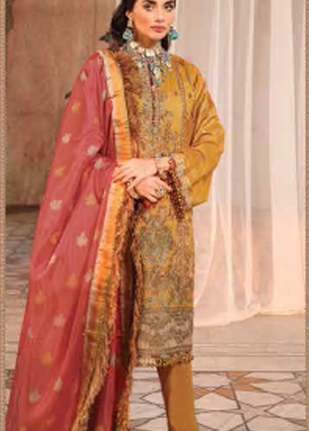 Al Karam Embroidered Cotton Silk Suits Unstitched 3 Piece AK21FW FC-W-19G-21-3 - Winter Collection