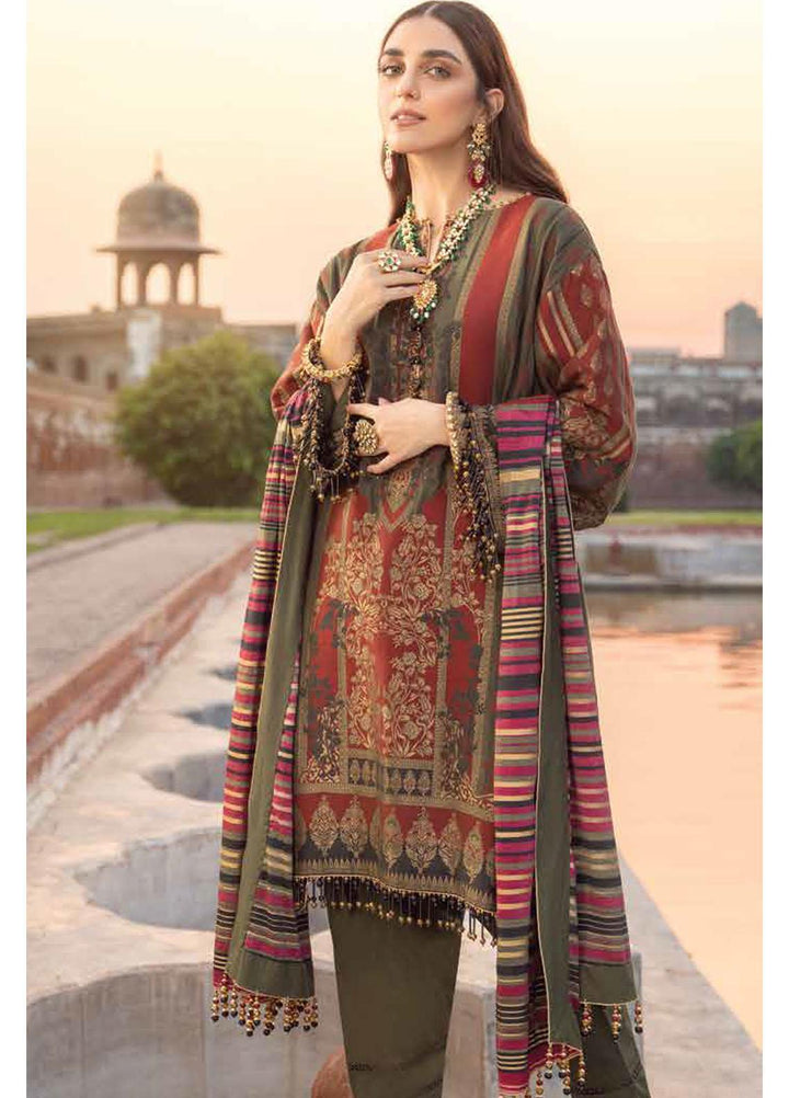Al Karam Printed Jacquard Suits Unstitched 3 Piece AK21FW FC-W-07B-21-3 - Winter Collection