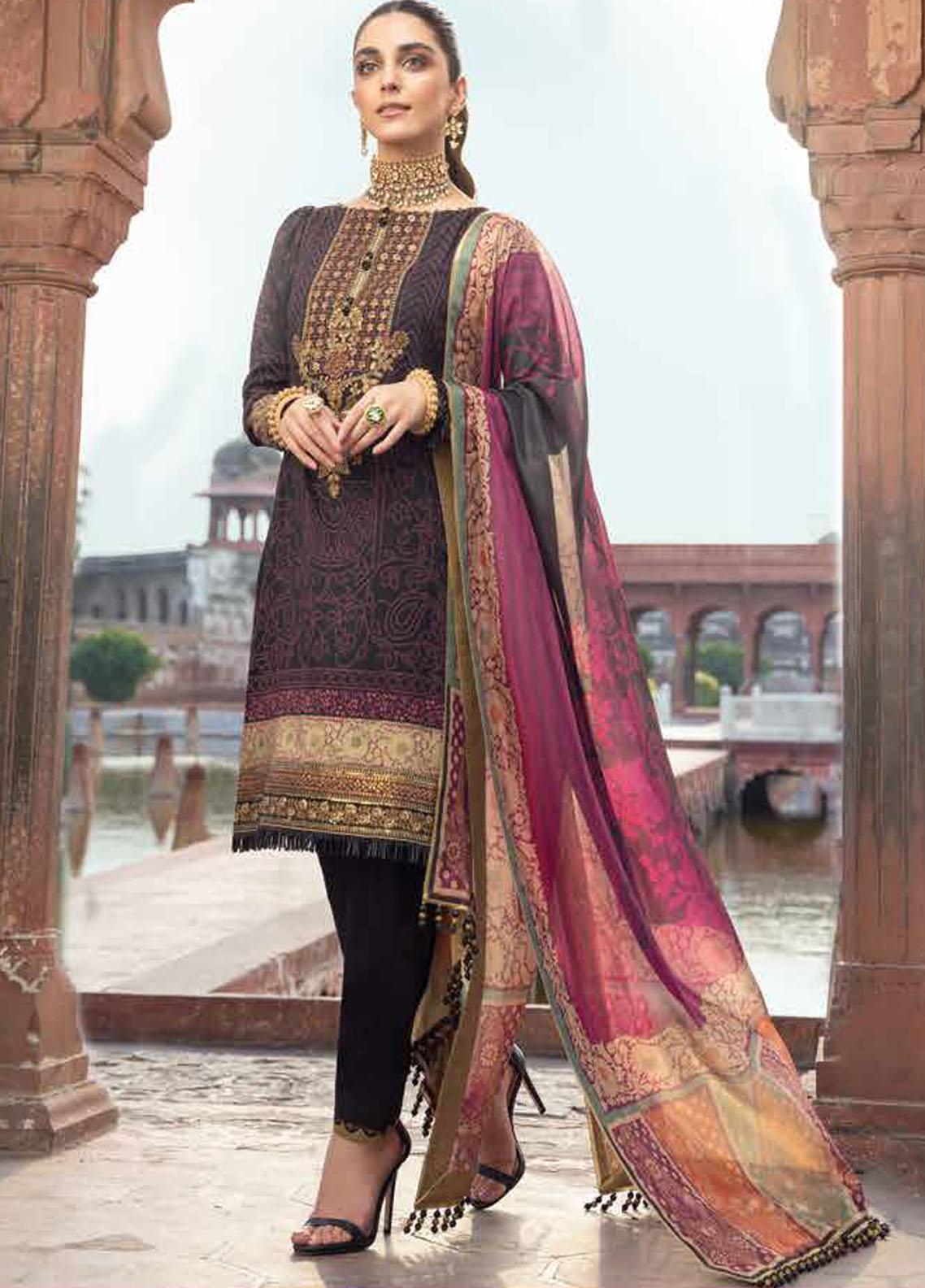 Al Karam Embroidered Velvet Suits Unstitched 2 Piece AK21FW FC-W-03A-21-3-Rust - Winter Collection