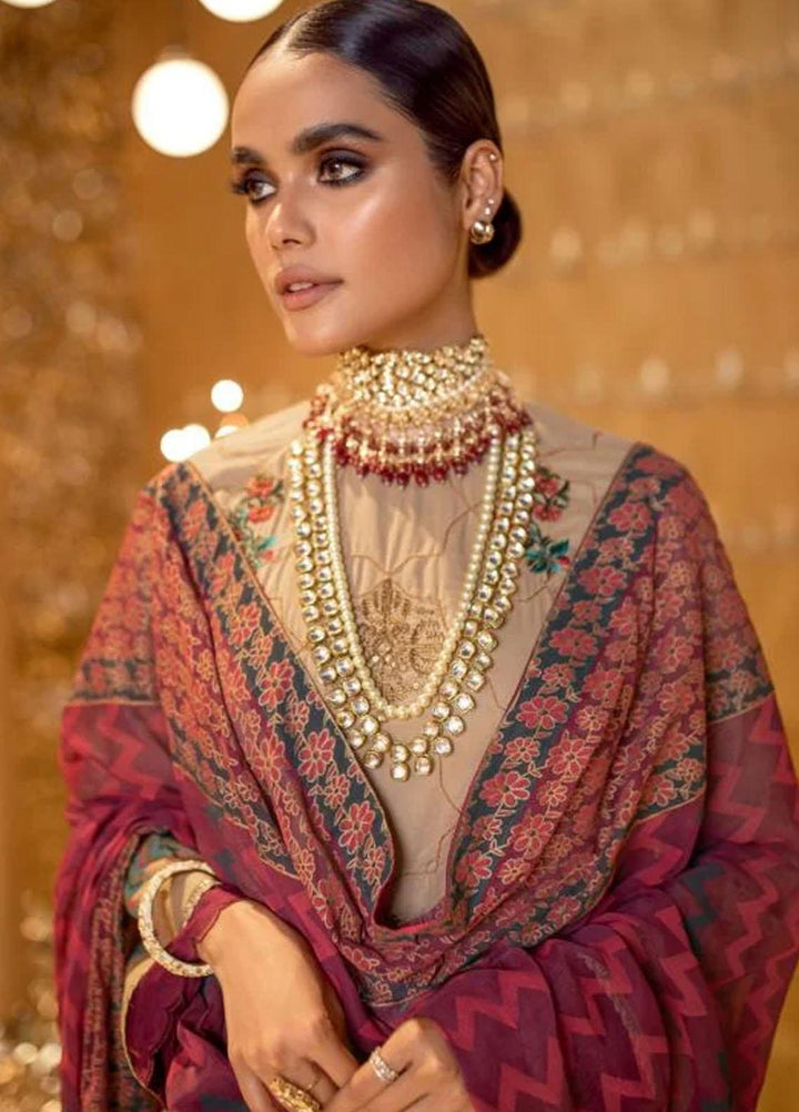 Al Karam Embroidered Lawn Suits Unstitched 3 Piece AK22FW FC-W-10C-22-3-Beige - Festive Collection