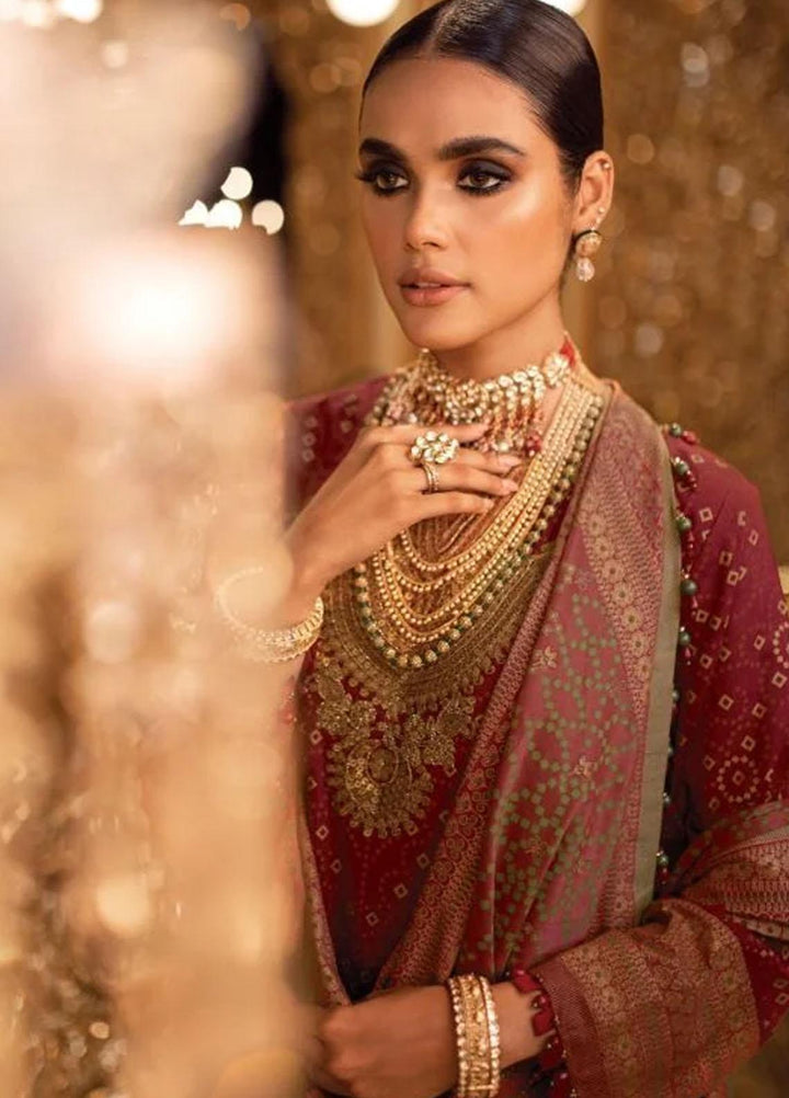 Al Karam Embroidered Slub Suits Unstitched 3 Piece AK22FW FC-W-15E-22-3-Deep Red - Festive Collection