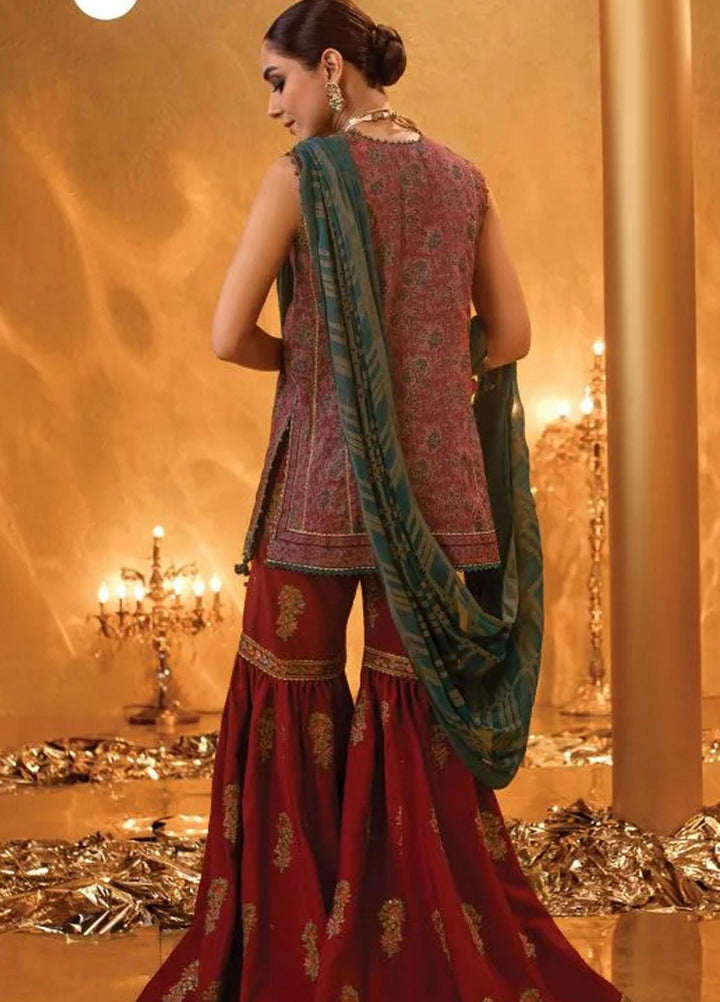 Al Karam Embroidered Lawn Suits Unstitched 2 Piece AK22FW FC-W-18G-22-3-Dark Red - Festive Collection