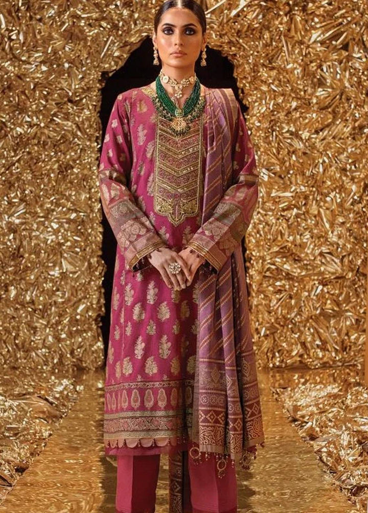 Al Karam Embroidered Lawn Suits Unstitched 2 Piece AK22FW FC-W-21H-22-3-Maroon - Festive Collection