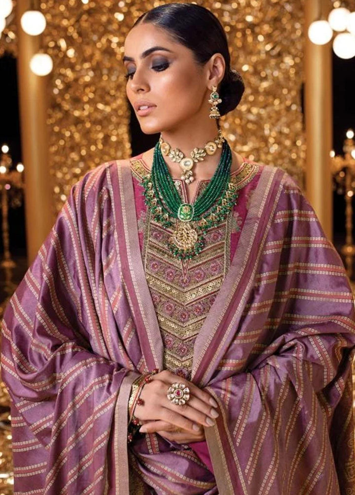 Al Karam Embroidered Lawn Suits Unstitched 2 Piece AK22FW FC-W-21H-22-3-Maroon - Festive Collection