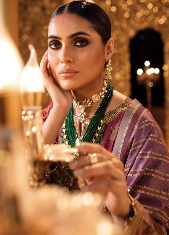 Al Karam Embroidered Lawn Suits Unstitched 2 Piece AK22FW FC-W-21H-22-3-Maroon - Festive Collection