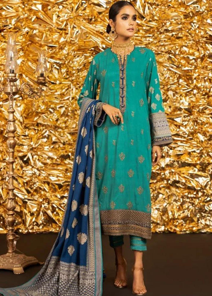 Al Karam Embroidered Viscose Suits Unstitched 3 Piece AK22FW FC-W-25J-22-3-Green - Festive Collection
