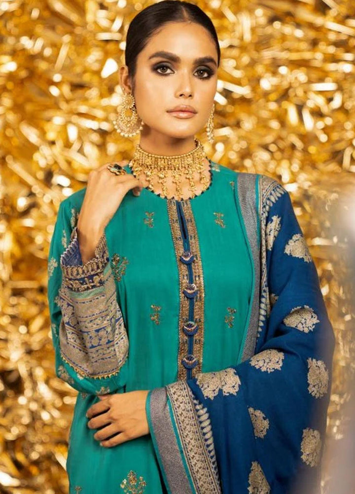 Al Karam Embroidered Viscose Suits Unstitched 3 Piece AK22FW FC-W-25J-22-3-Green - Festive Collection