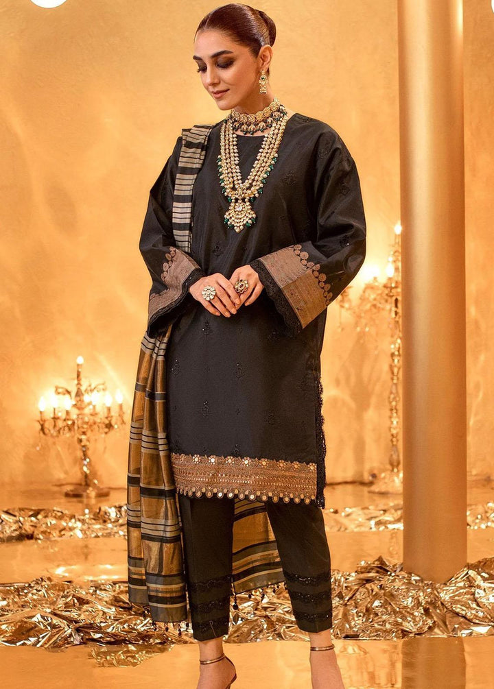 Al Karam Embroidered Yarn Suits Unstitched 3 Piece AK22FW FC-W-11D-22-3 Black - Festive Collection