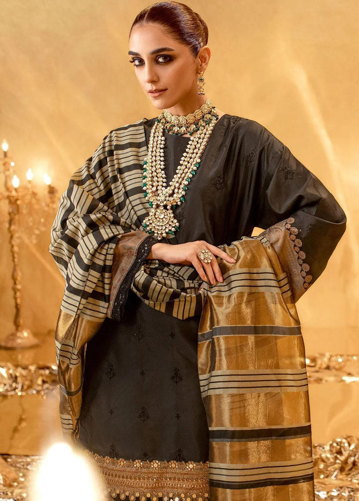 Al Karam Embroidered Yarn Suits Unstitched 3 Piece AK22FW FC-W-11D-22-3 Black - Festive Collection