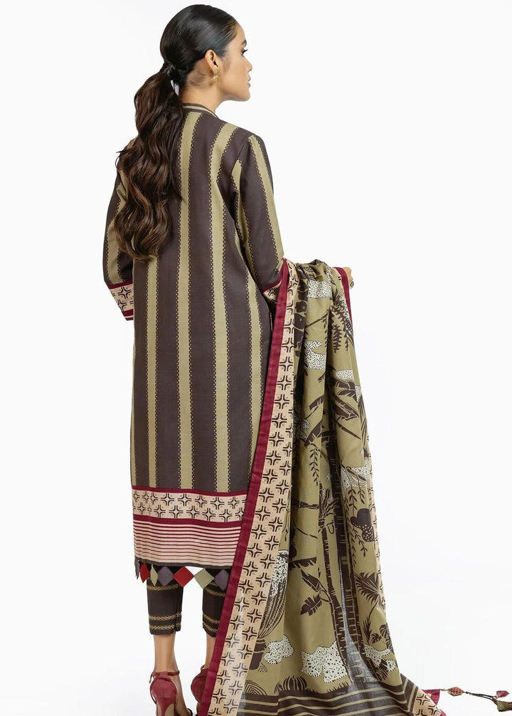 Al Karam Embroidered Khaddar Suits Unstitched 3 Piece AK22FW FW-07-22-Brown - Festive Collection