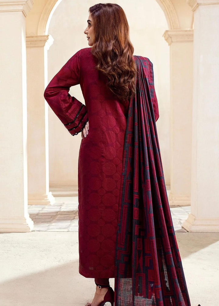 Al Karam Embroidered Jacquard Suits Unstitched 3 Piece AK22FW FW-13.1-22-Maroon - Festive Collection