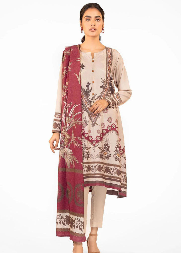 Al Karam Printed Viscose Suits Unstitched 3 Piece AK22FW FW-17-22-Cream - Festive Collection