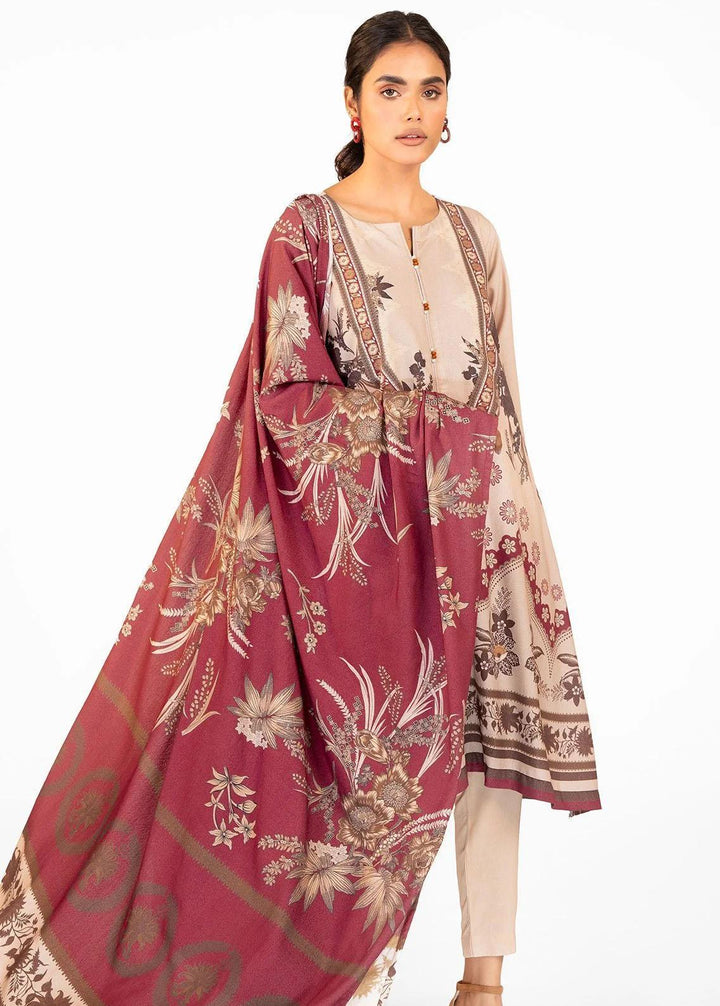 Al Karam Printed Viscose Suits Unstitched 3 Piece AK22FW FW-17-22-Cream - Festive Collection