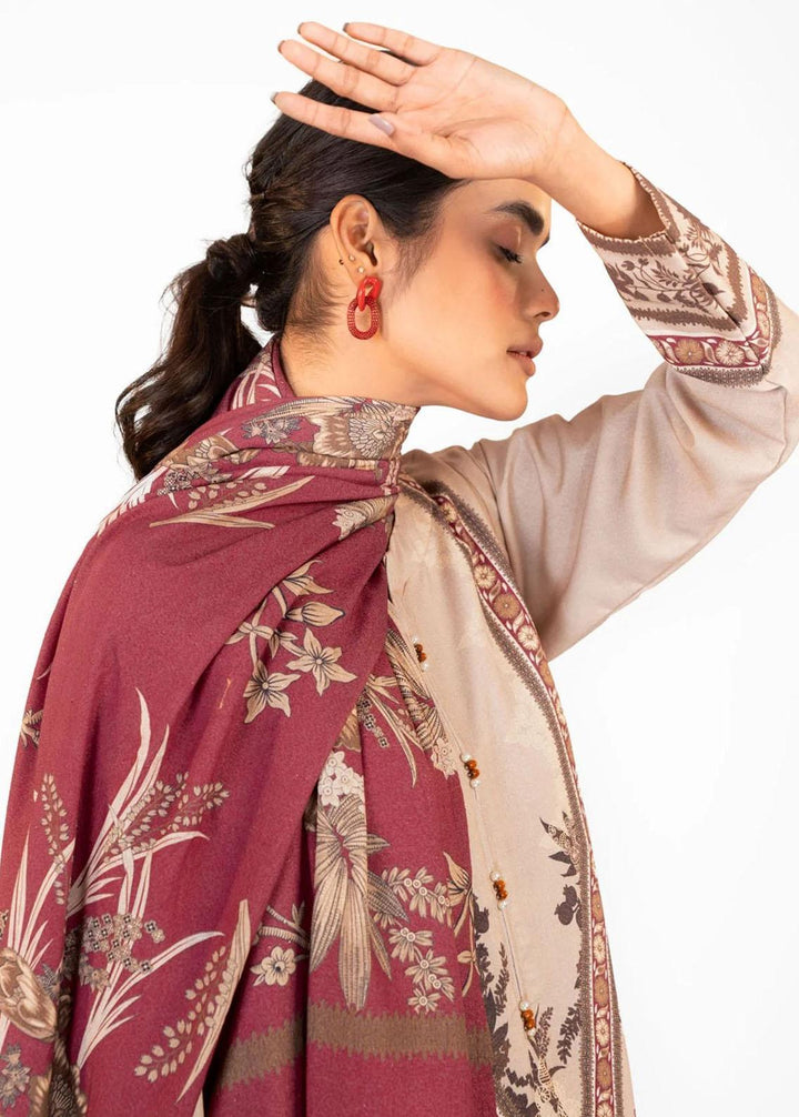 Al Karam Printed Viscose Suits Unstitched 3 Piece AK22FW FW-17-22-Cream - Festive Collection