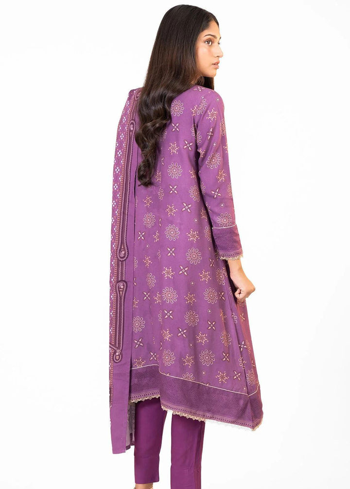 Al Karam Printed Viscose Suits Unstitched 3 Piece AK22FW FW-26.1-22-Purple - Festive Collection
