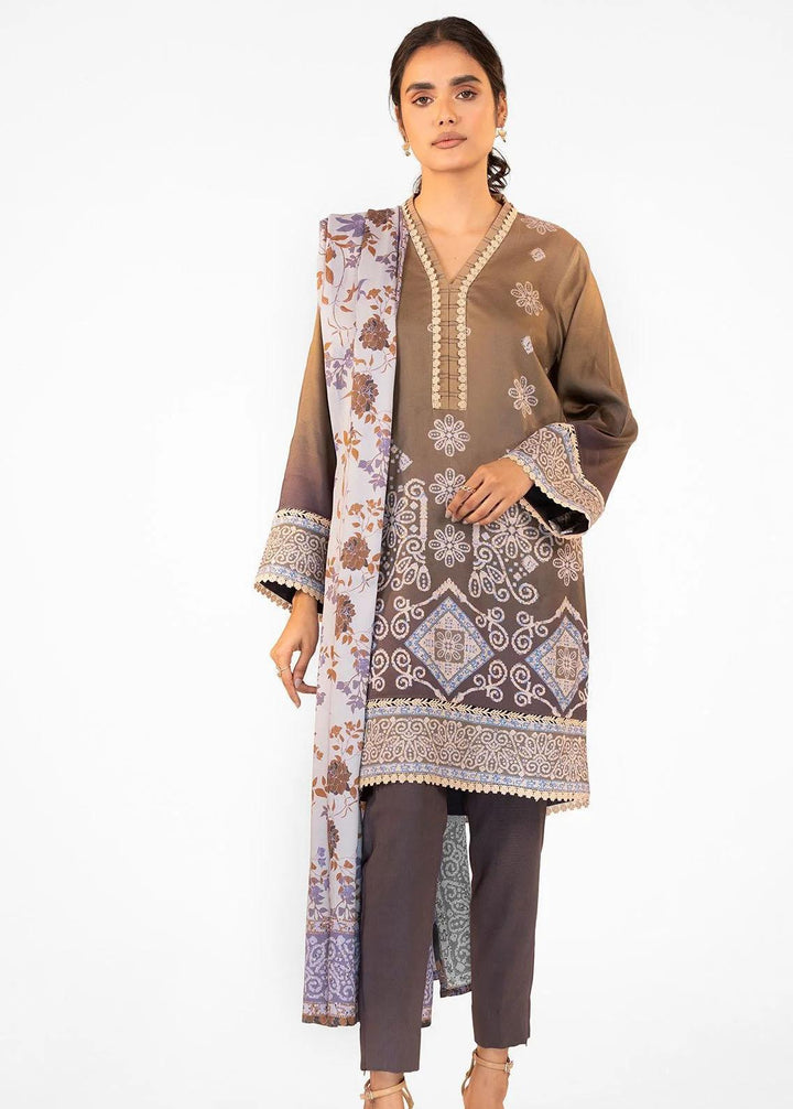 Al Karam Printed Viscose Suits Unstitched 3 Piece AK22FW FW-31-22-Taupe - Festive Collection