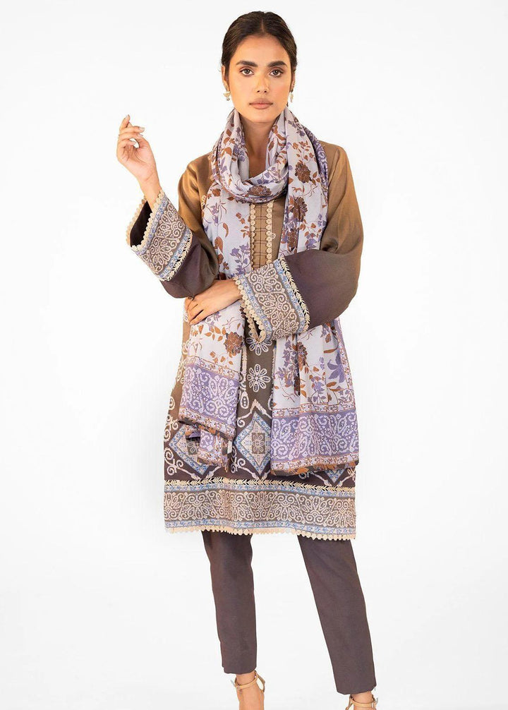 Al Karam Printed Viscose Suits Unstitched 3 Piece AK22FW FW-31-22-Taupe - Festive Collection