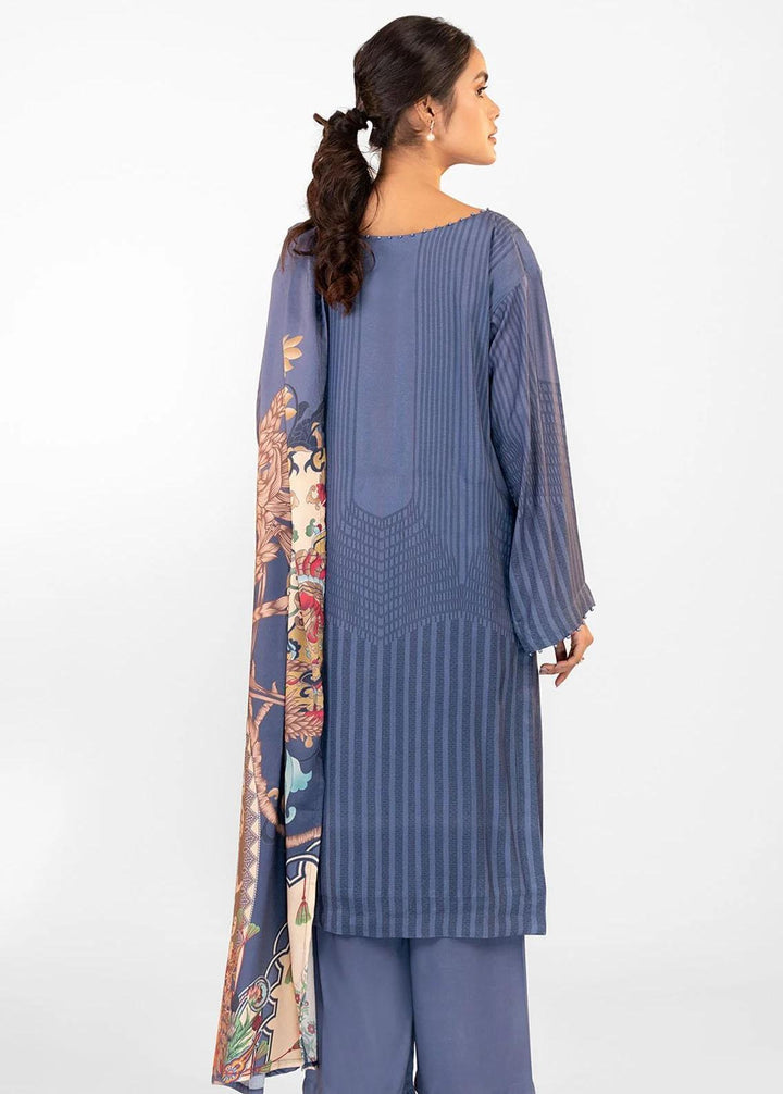 Al Karam Printed Viscose Suits Unstitched 3 Piece AK22FW FW-34-22-Blue - Festive Collection