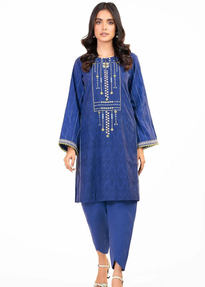 Al Karam Embroidered Dobby Suits Unstitched 2 Piece AK22FW FW-36.1-22-Blue - Festive Collection
